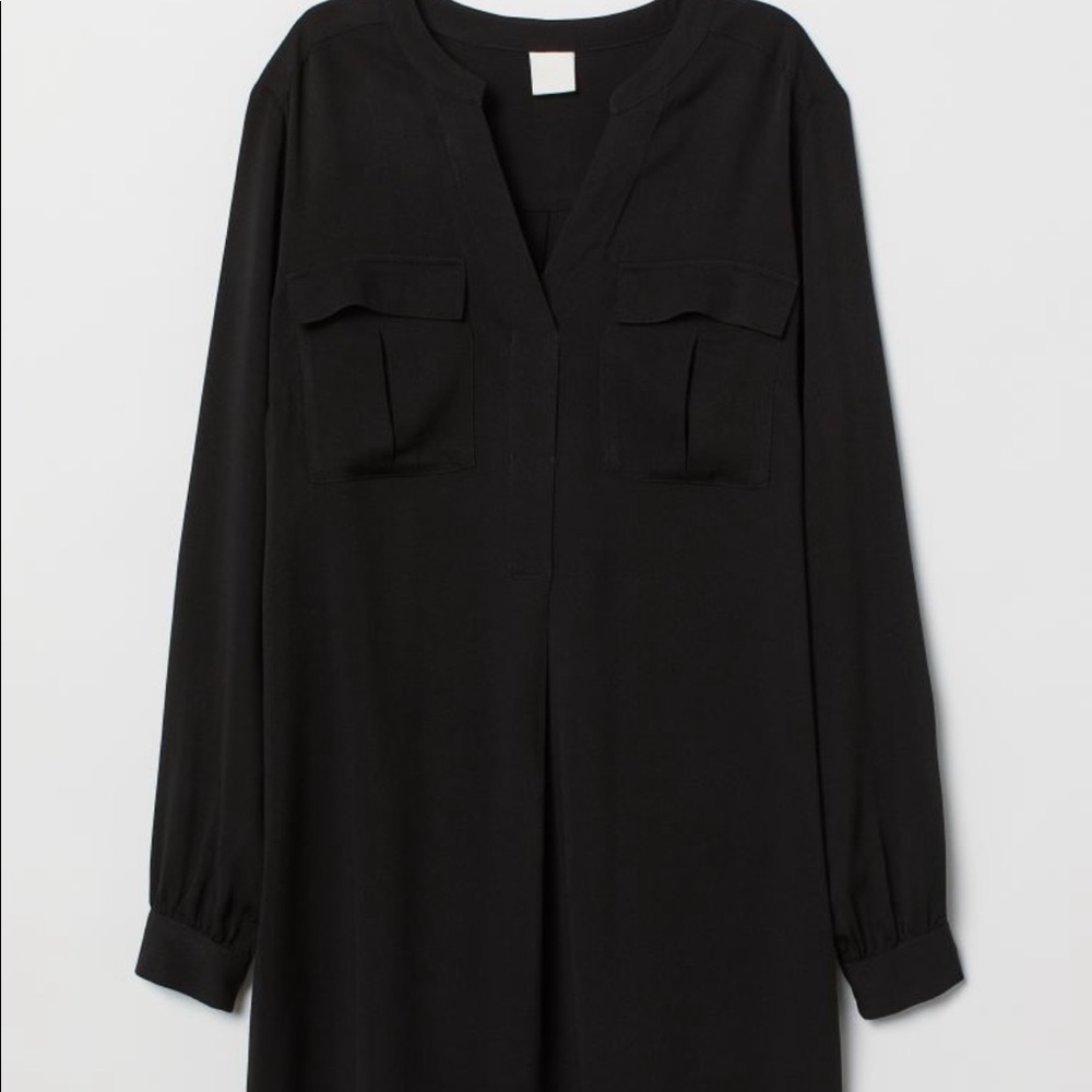 V-Neck Viscose Tunic Black Size 8